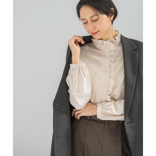 WEB限定】デニムフリルカラーノースリーブブラウス | サロン アダム エ