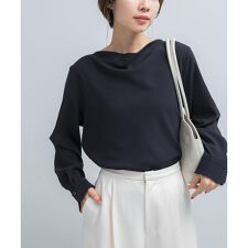 トリアセテート混ドレープネックブラウス