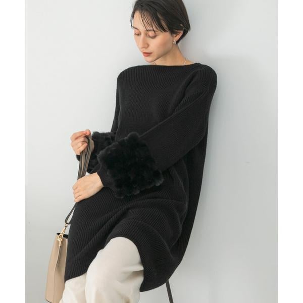 WEB/一部店舗限定』フォルムシルエットVネックリブワンピース