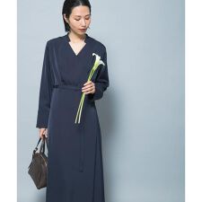 ベルト付カシュクールサテンワンピース