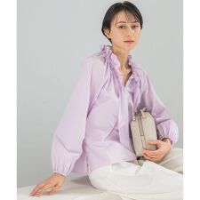 フリルネックシャツブラウス