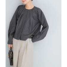 タックボリュームショートシャツブラウス