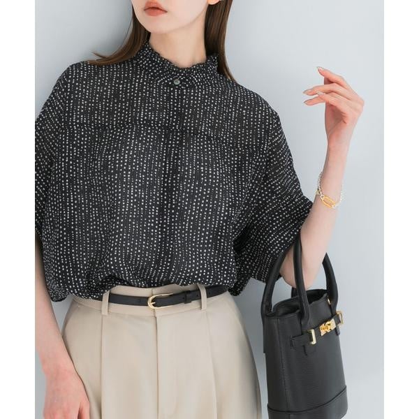 WEB/一部店舗限定』ウォッシャブルドットフリルネックブラウス