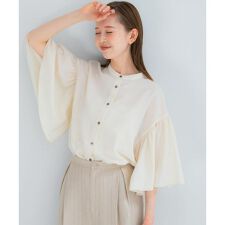 UVカットウォッシャブルリネン混ブラウス