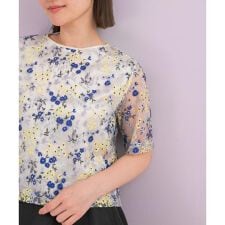 フラワー刺繍セミシアーブラウス