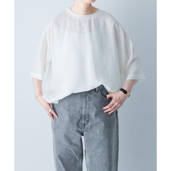 かぐれ kagure クルーネックプルオーバーシャツ 白 かぐれ ブラウス