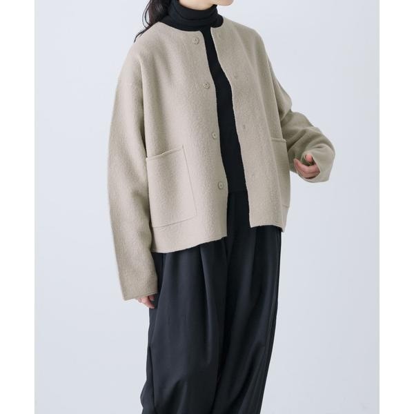 kagure かぐれ 完売品 ウール ノーカラー ジャケット 圧縮 カーディガン ウールクルーネックジャケット | かぐれ(kagure) | マルイウェブチャネル