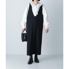 Vネックウールシャギーワンピース