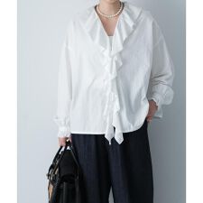 コットンフリルカラーシャツ