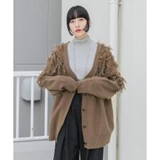KBF(KBF)のジャガードフリンジカーディガン