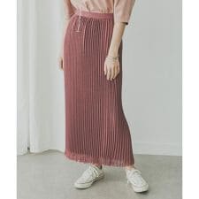 KBF+ リネンライクフリンジプリーツスカート