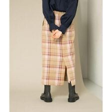 チェックIラインミディスカート