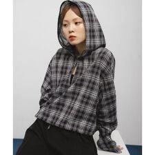 KBF(KBF)のシアーチェックフーディーシャツ