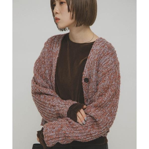 トップス enof sheer cotton flip top brown シアーベロアシャーリングスリーブトップス | KBF | マルイウェブチャネル