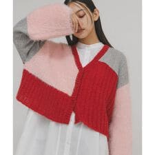 パッチワークニットカーディガン