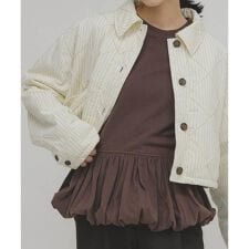 ピーチスキンバブルヘムトップス