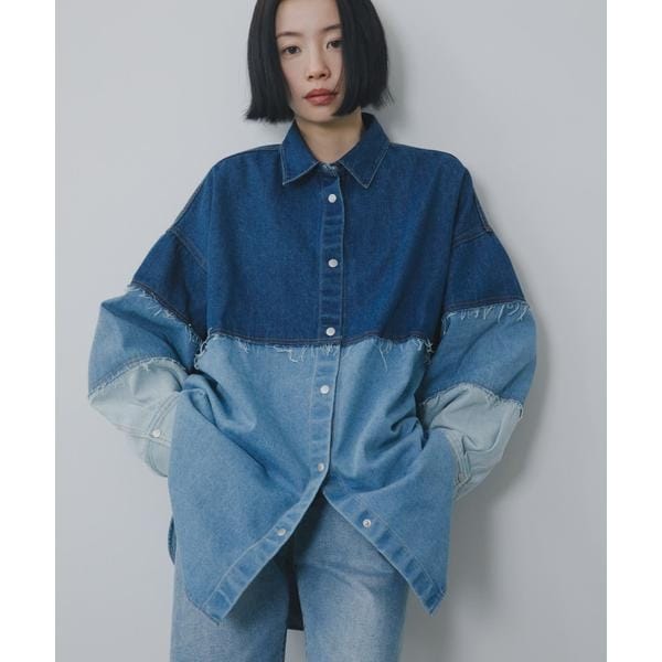 パッチワークBIGデニムシャツ | KBF | マルイウェブチャネル