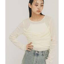 シアーベロアクロスドレープTEE
