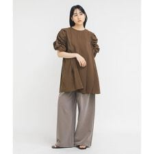 シャーリングスリーブミニワンピース