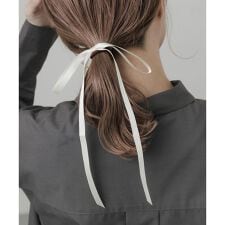 ロングサテンリボンヘアポニー