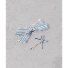 チェックリボン2セットピン