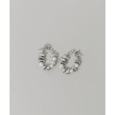 ストーンモチーフパールフープピアス