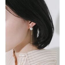ステンレスパールチェーンピアス