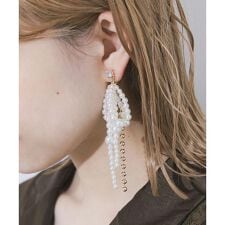 ビッグリボンパールイヤリング