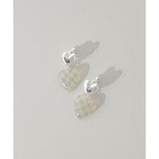 ブロックチェックハートイヤリング