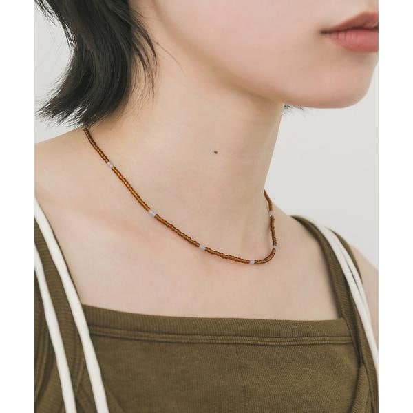 馬彫り留め具 ビーズネックレス 昭和レトロ調 ステンレスカラーブロックビーズネックレス | スメリー(SMELLY