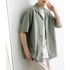 グレンチェックオープンカラーショートスリーブシャツ