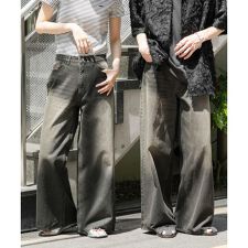 『ユニセックス』ヴィンテージライクデニムワイドパンツ