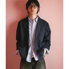『セットアップ対応』ピンストライプルーズテーラードジャケット