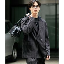 『セットアップ対応』ピンストライプルーズテーラードジャケット