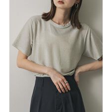 クルーネックラメTシャツ(半袖)