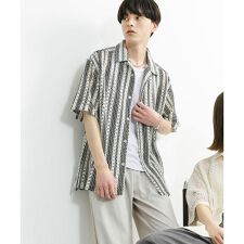『ユニセックス』アソートレースオープンカラーショートスリーブシャツ