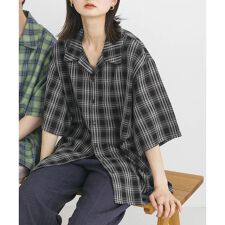 『ユニセックス』オンブレーチェックショートスリーブシャツ