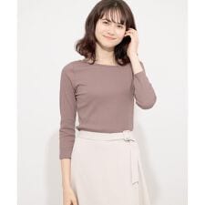 アシメネックリブトップ(7分袖)