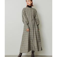 『COMPACT/低身長向けサイズ展開あり』ウエストタックフレアシャツワンピ