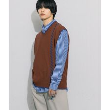 ブランケットステッチVネックベスト