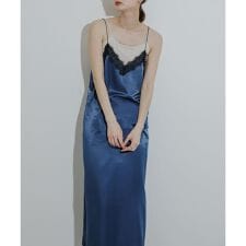 レースサテンキャミワンピース