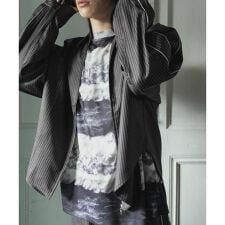 サイドラインピンストライプジップシャツ