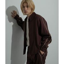 サイドラインピンストライプジップシャツ