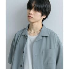 『ユニセックス』オープンカラールーズシャツ(5分袖)