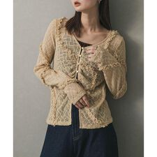 フロントボタンレースカーディガン