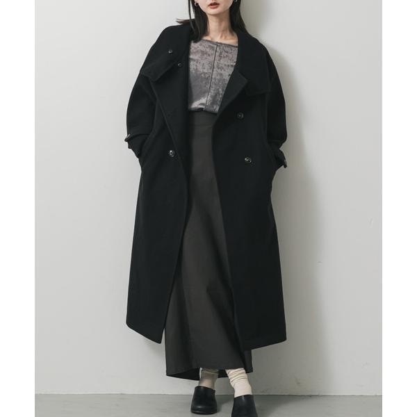 コットンWクロス ノーカラーVネックコート◇ | イエナ(IENA