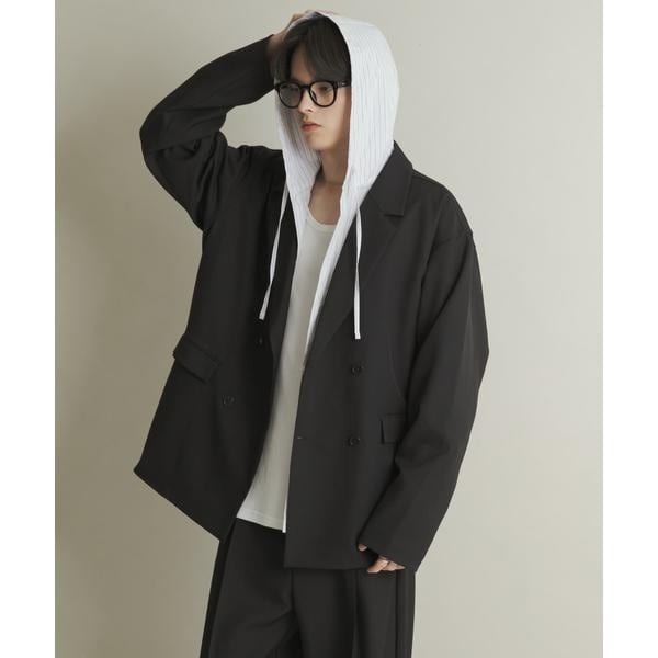 HOOK】個性派 デニム異素材切り替えデザインテーラードジャケット