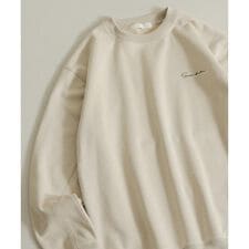 『ユニセックス』シシュウフェイクスエードクルーネックスウェット