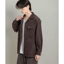 ブロックコーデュロイオープンカラーシャツ