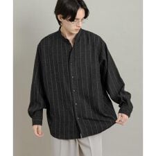 センスオブプレイスバイアーバンリサーチ(SENSE OF PLACE)のウールタッチストライプバンドカラーシャツ